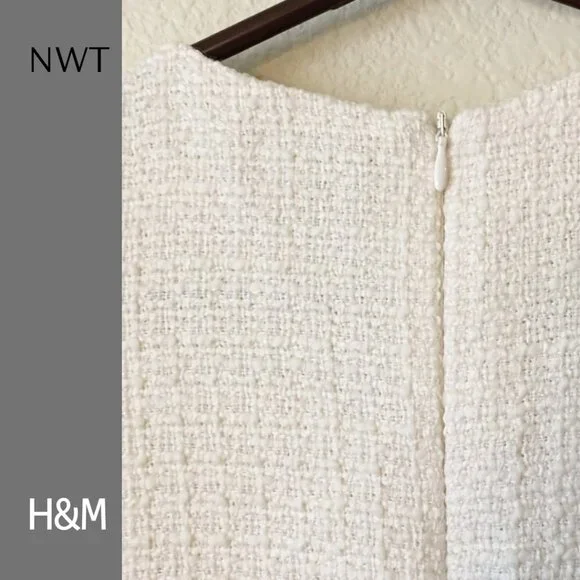 H&M Cream Tweed Boucle Mini Dress, Sz S - Picture 5 of 11